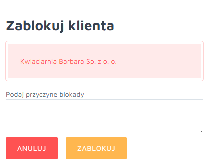 Blokada wpisz komunikat