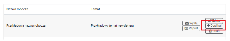 Newsletter duplikuj