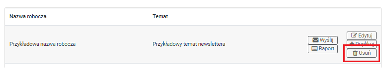 Newsletter usuwanie